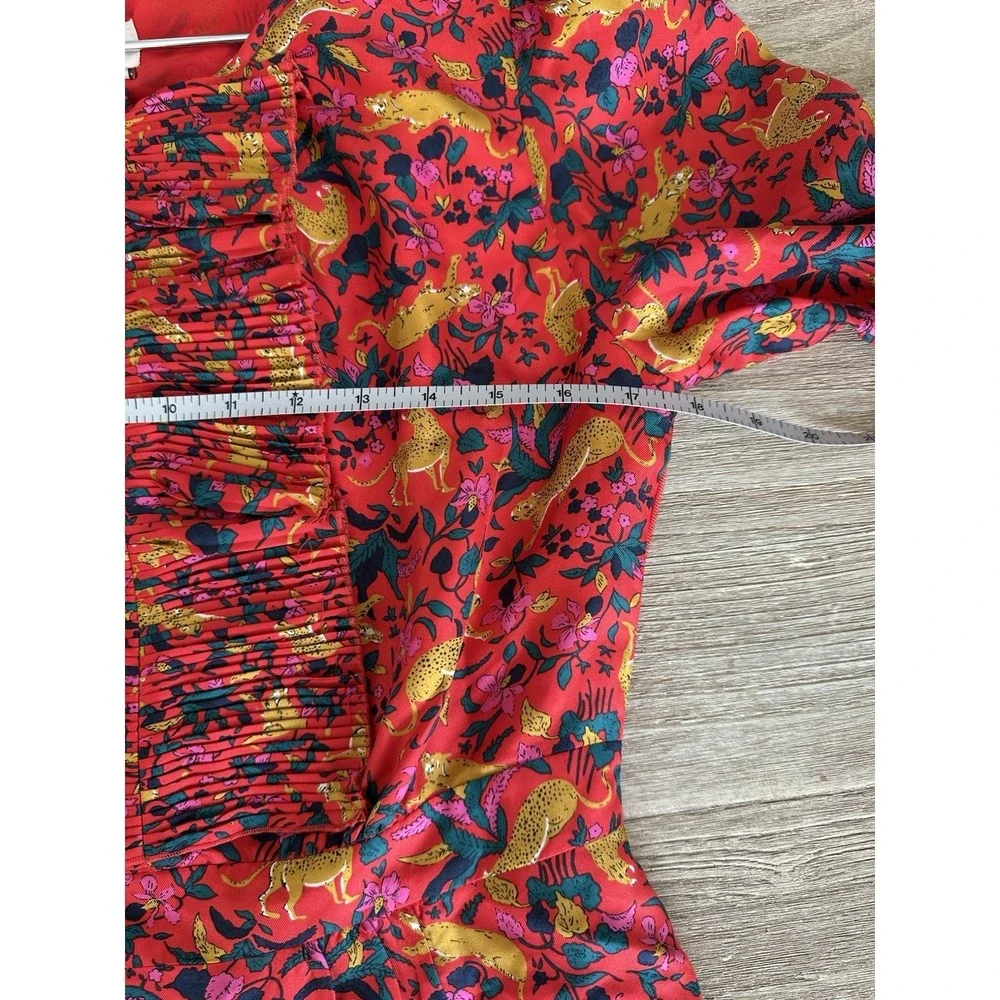 J. Crew Collection Ruffle Mini Dress 100% Silk Jungle Cat Floral Modified Sz 2